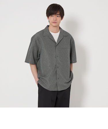 リネンライク ジャカード 半袖 シャツ