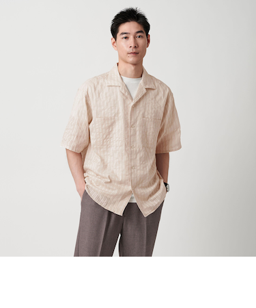 ドビー レノ オープンカラーシャツ