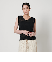 コットン Vネック ノースリーブニット