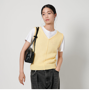 コットン Vネック ノースリーブニット