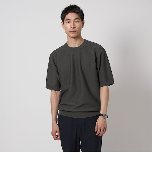 ツイル クルーネック ショートスリーブニット