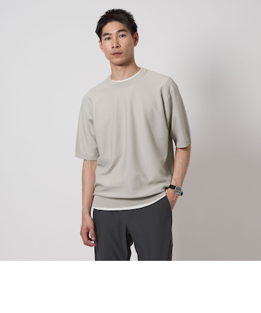 ツイル クルーネック ショートスリーブニット