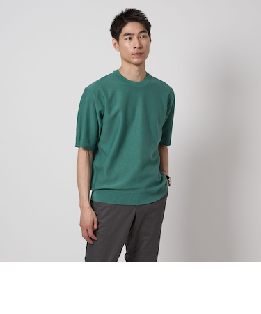 ツイル クルーネック ショートスリーブニット