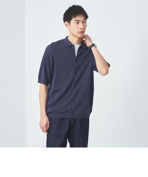 ペーパー ミラノ 半袖 ニット ポロ カーディガン