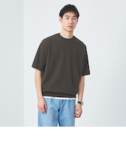 ハイゲージ テンジク レイヤード 半袖 クルーネック Tシャツ＆ニット