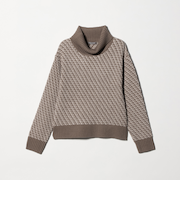 ラメ バイアスジャガード オフタートルニット モカ ＜A DAY IN THE LIFE＞