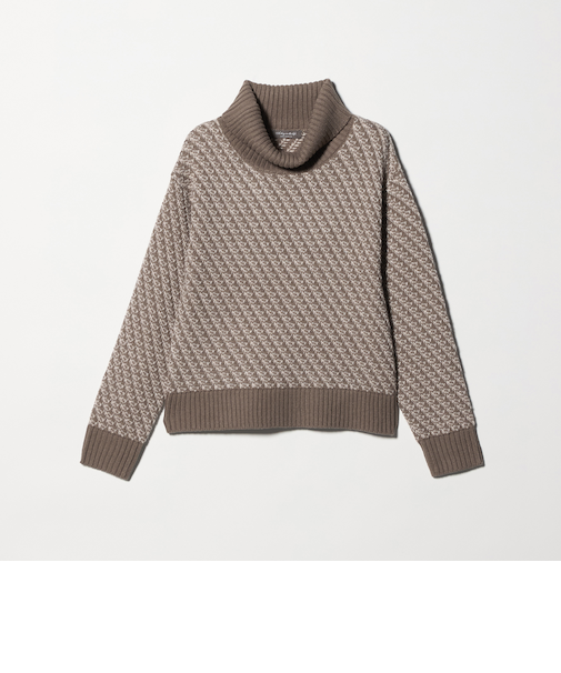 ラメ バイアスジャガード オフタートルニット モカ ＜A DAY IN THE LIFE＞