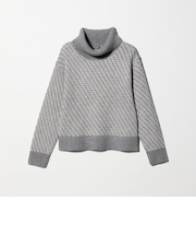 ラメ バイアスジャガード オフタートルニット グレー ＜A DAY IN THE LIFE＞