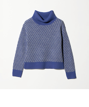 ラメ バイアスジャガード オフタートルニット コバルト ＜A DAY IN THE LIFE＞