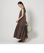 ギャザーフレア ノースリーブ ワンピース -UVカット/撥水加工/接触冷感-