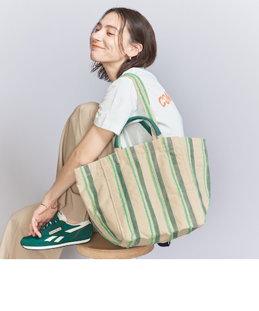 【別注】＜beej＞ストライプ 刺繍 トートバッグ -2WAY-