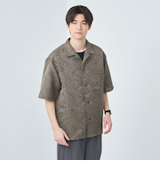 リネンライク ジャカード 半袖 シャツ