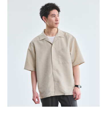 リネンライク ジャカード 半袖 シャツ