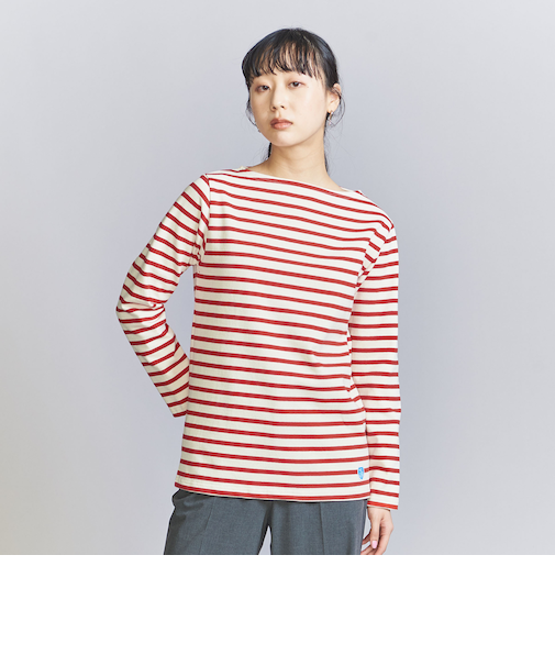 <ORCIVAL>ボートネック ボーダー ロングスリーブカットソー
