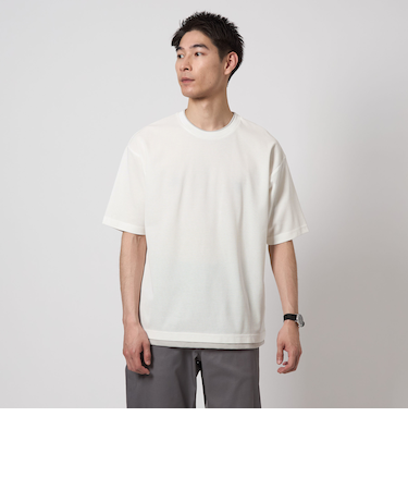 ピケ フェイクレイヤード クルーネック 半袖 Tシャツ