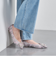 ＜PIPPICHIC＞ANNA V JWL ツイード フラットシューズ