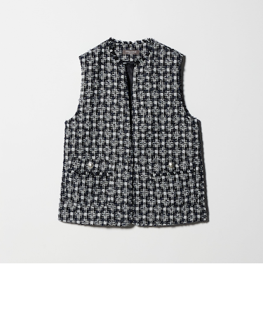 ミックスツイード キーネックベスト メランジ ＜A DAY IN THE LIFE＞
