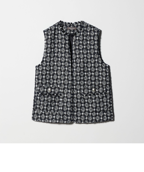 ミックスツイード キーネックベスト メランジ ＜A DAY IN THE LIFE＞
