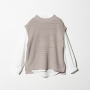 ラメボーダー ハイネックベスト＋シャツ ‐ウォッシャブル‐＜A DAY IN THE LIFE＞