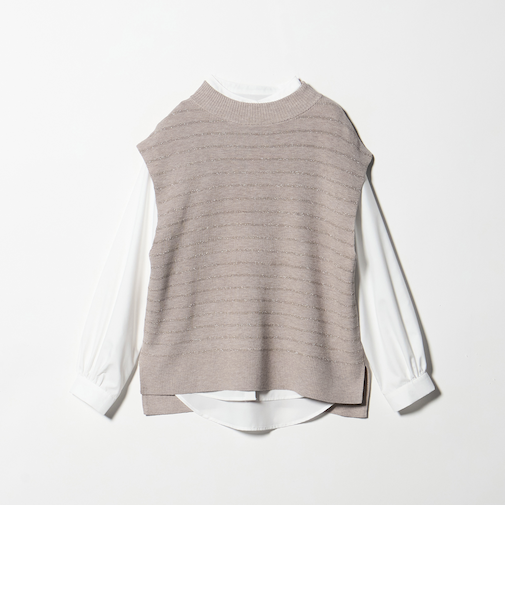 ラメボーダー ハイネックベスト＋シャツ ‐ウォッシャブル‐＜A DAY IN THE LIFE＞