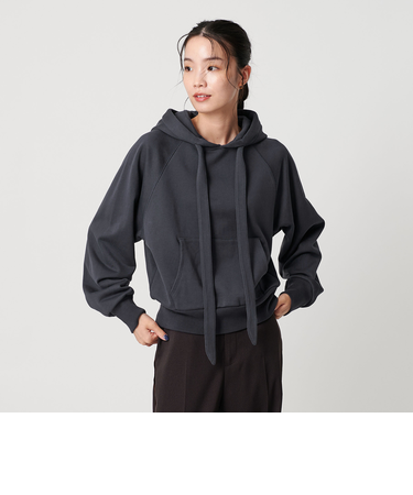 コットンブレンド裏毛 リボンフーディ