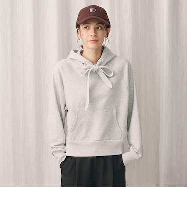 コットンブレンド裏毛 リボンフーディ