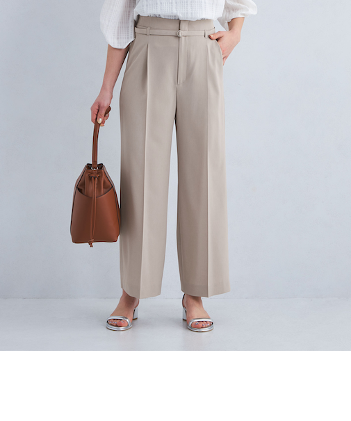 サラフール ベルト ワイド パンツ -マシンウォッシャブル・ストレッチ・UVカット-