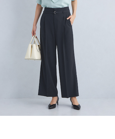 サラフール ベルト ワイド パンツ -マシンウォッシャブル・ストレッチ・UVカット-