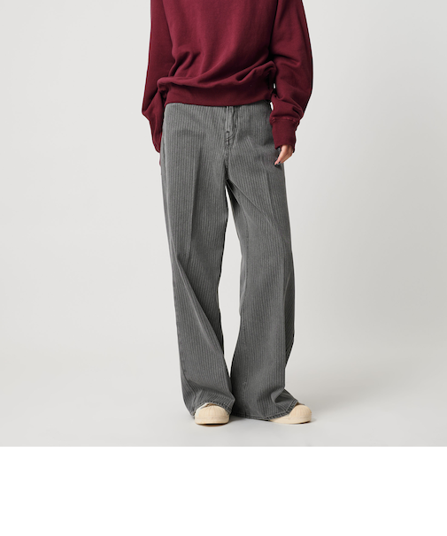 コットン ストライプワイドデニムパンツ