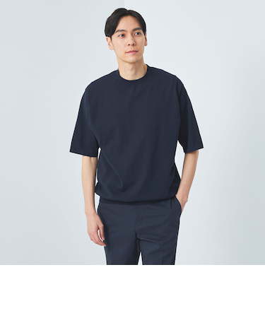 A+ テンジク クルーネック 半袖 ニット -ハンドウォッシャブル-