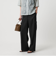 ポリエステル カーゴスラックス ワイドパンツ 防シワ