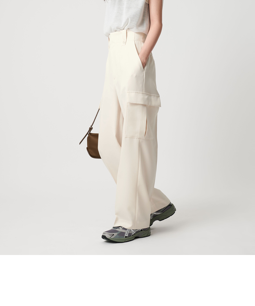 ポリエステル カーゴスラックス ワイドパンツ 防シワ