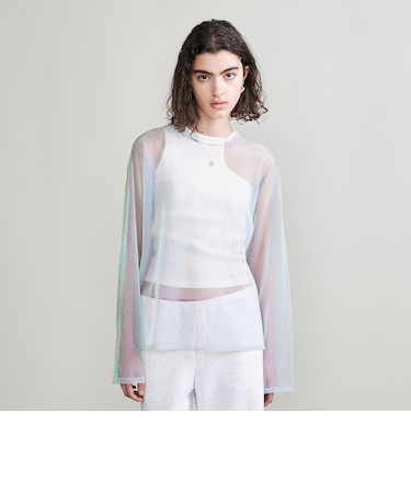 ＜H＞オーロララメ ロングスリーブ ニットプルオーバー