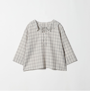 チェック フリルカラーブラウス