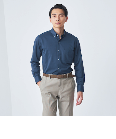 TCミニバーズアイ ボタンダウン ドレスシャツ -ストレッチ・イージーアイロン・吸水速乾・抗菌-