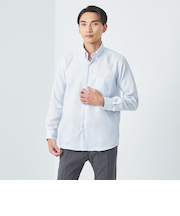 エブリット コットンオックス ストライプ スナップ ボタンダウン シャツ -イージーアイロン-