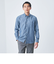 エブリット コットンオックス ムジ スナップ ボタンダウン シャツ -イージーアイロン-