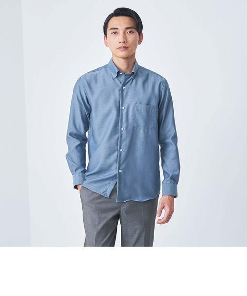 エブリット コットンオックス ムジ スナップ ボタンダウン シャツ -イージーアイロン-