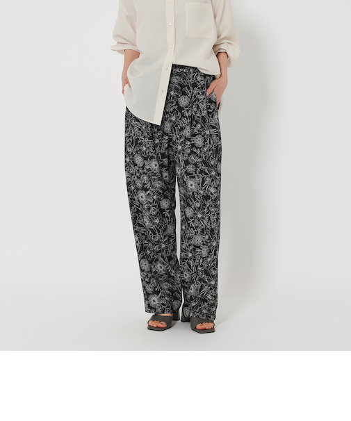 【日比谷花壇コラボアイテム】フラワープリント イージーパンツ -ウォッシャブル-