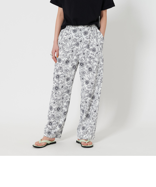 【日比谷花壇コラボアイテム】フラワープリント イージーパンツ -ウォッシャブル-