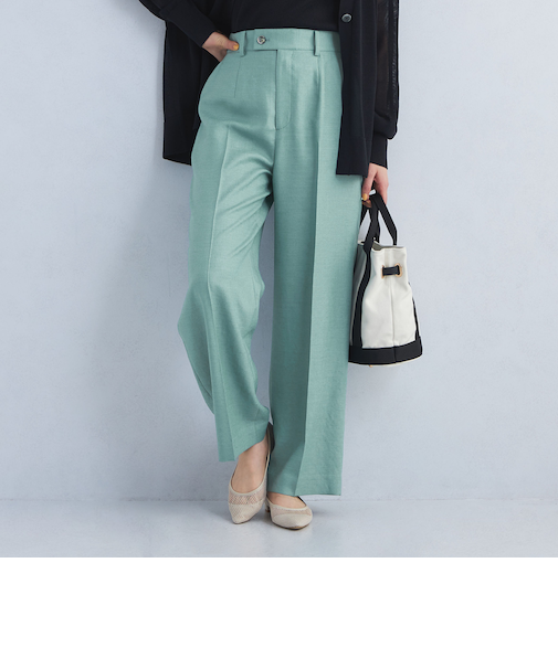 ［size SHORTあり］リネンライク パンツ -マシンウォッシャブル・ストレッチ-