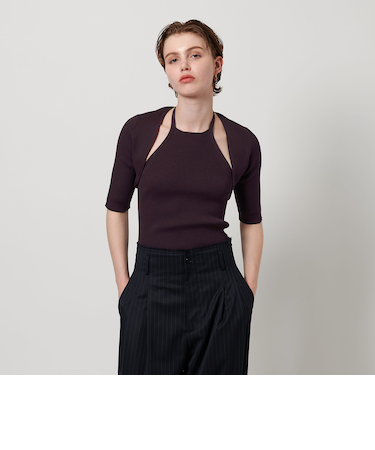 ＜H＞TCリブホルターネックニット