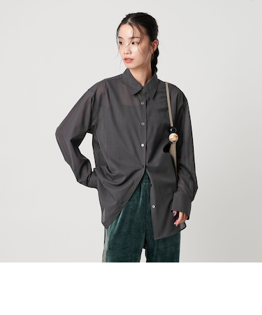 シアー レギュラーカラー ソリッドシャツ