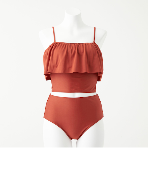 ジョーゼット風 バックオープン オールインワン スイムウェア / 水着