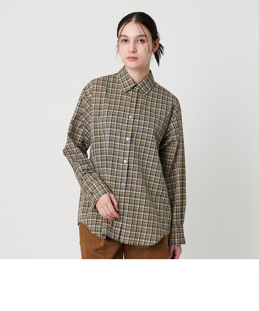 シアー レギュラーカラー チェックシャツ