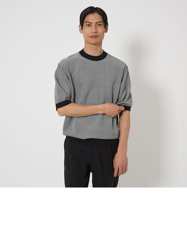 A+ マイクロパターン クルーネック ニット Tシャツ