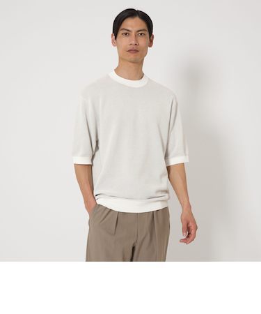 A+ マイクロパターン クルーネック ニット Tシャツ