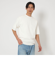 A+ リネンミックス ミラノ クルーネック 半袖 ニット