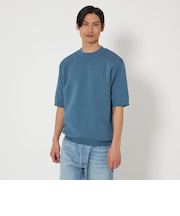 A+ リネンミックス ミラノ クルーネック 半袖 ニット