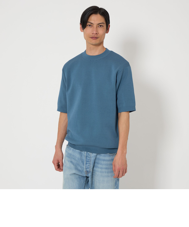 A+ リネンミックス ミラノ クルーネック 半袖 ニット